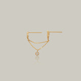 Ornate Drop Chain Double Stud Earring