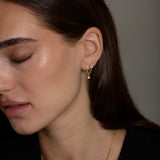 Ornate Drop Chain Double Stud Earring