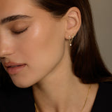14K Solid Gold Ornate Drop Chain Double Stud Earring – Anygolds