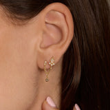 Ornate Drop Chain Double Stud Earring