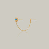 Turquoise Evil Eye Chain Double Stud Earring