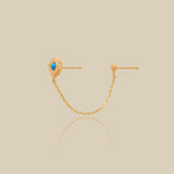 Turquoise Evil Eye Chain Double Stud Earring