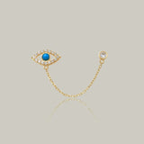 Turquoise Evil Eye Chain Double Stud Earring