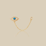 Turquoise Evil Eye Chain Double Stud Earring