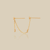 Minimal Sparkle Chain Double Stud Earring