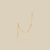 Minimal Sparkle Chain Double Stud Earring