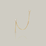 Minimal Sparkle Chain Double Stud Earring