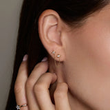 Twin Star Chain Double Stud Earring