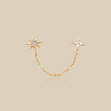 Twin Star Chain Double Stud Earring