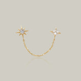 Twin Star Chain Double Stud Earring