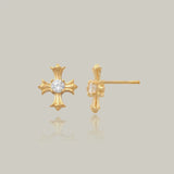 Gothic Ember Cross Stud Earrings