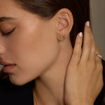 14K Solid Gold Sparkle Champagne Stud Earrings – Anygolds