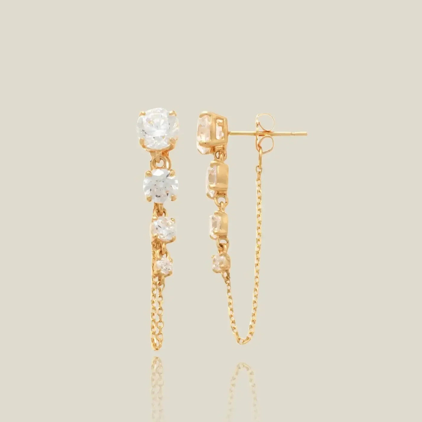 14K Solid Gold Cascade Chain Drop Earrings – Anygolds