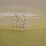 Baguette & Pear Fringe Stud Earrings