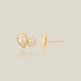 Asymmetrical Pear Bezel Stud Earrings