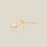 Pear & Round Bezel Stud Earrings