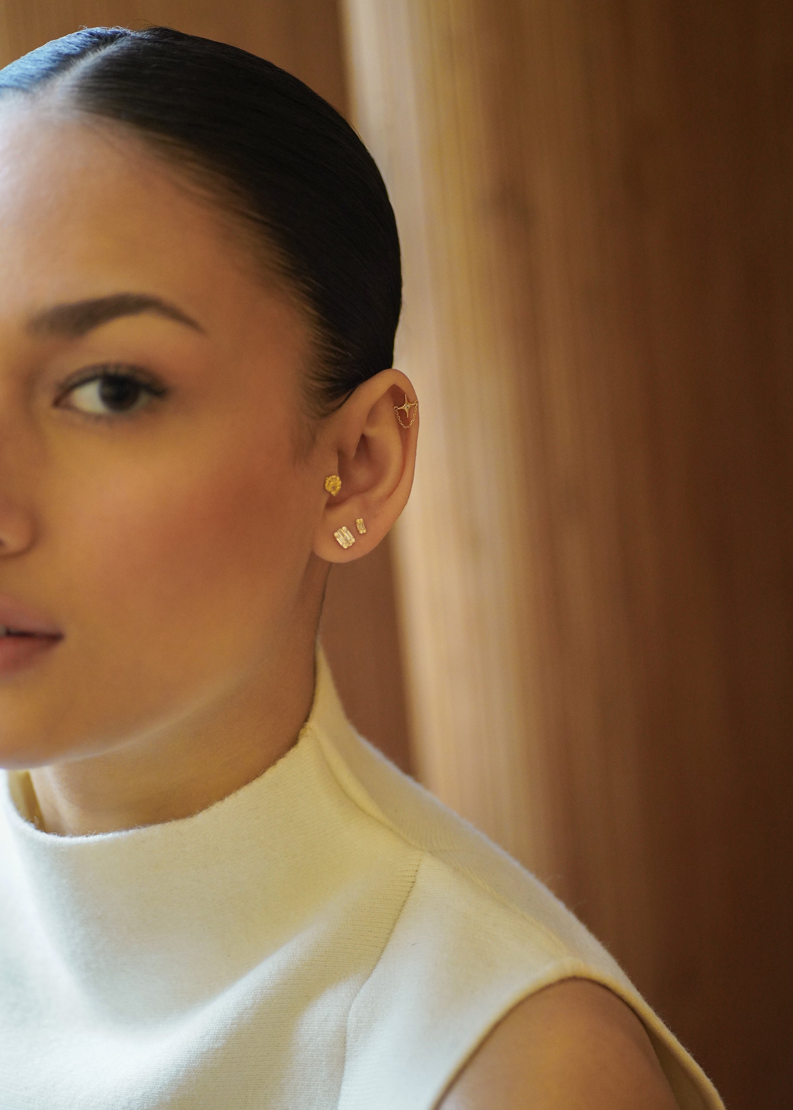 14K Molten Shell Stud Earring