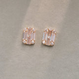 Mixed Baguette & Round Stud Earrings