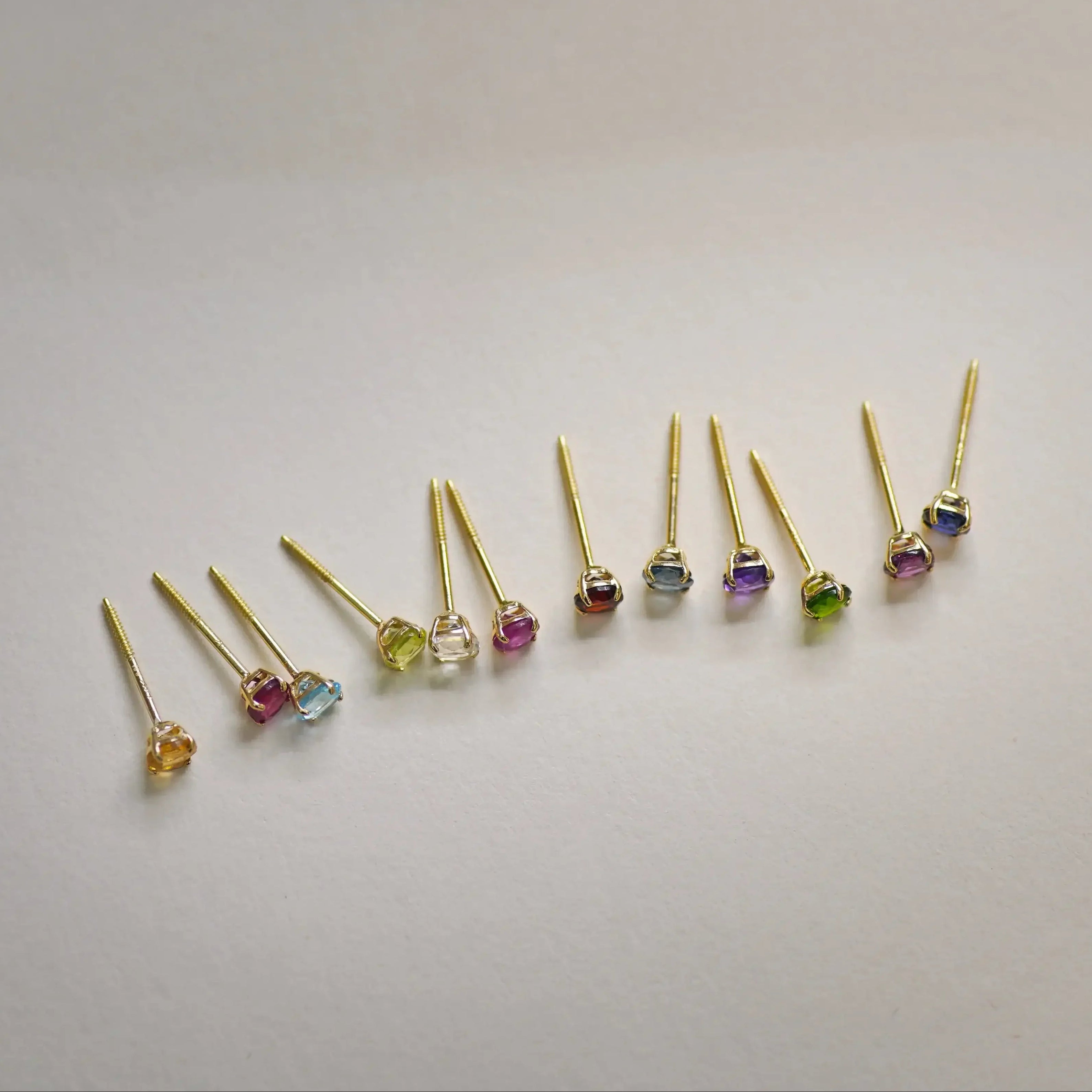14K Solid Gold Birthstone Stud Earrings – Anygolds