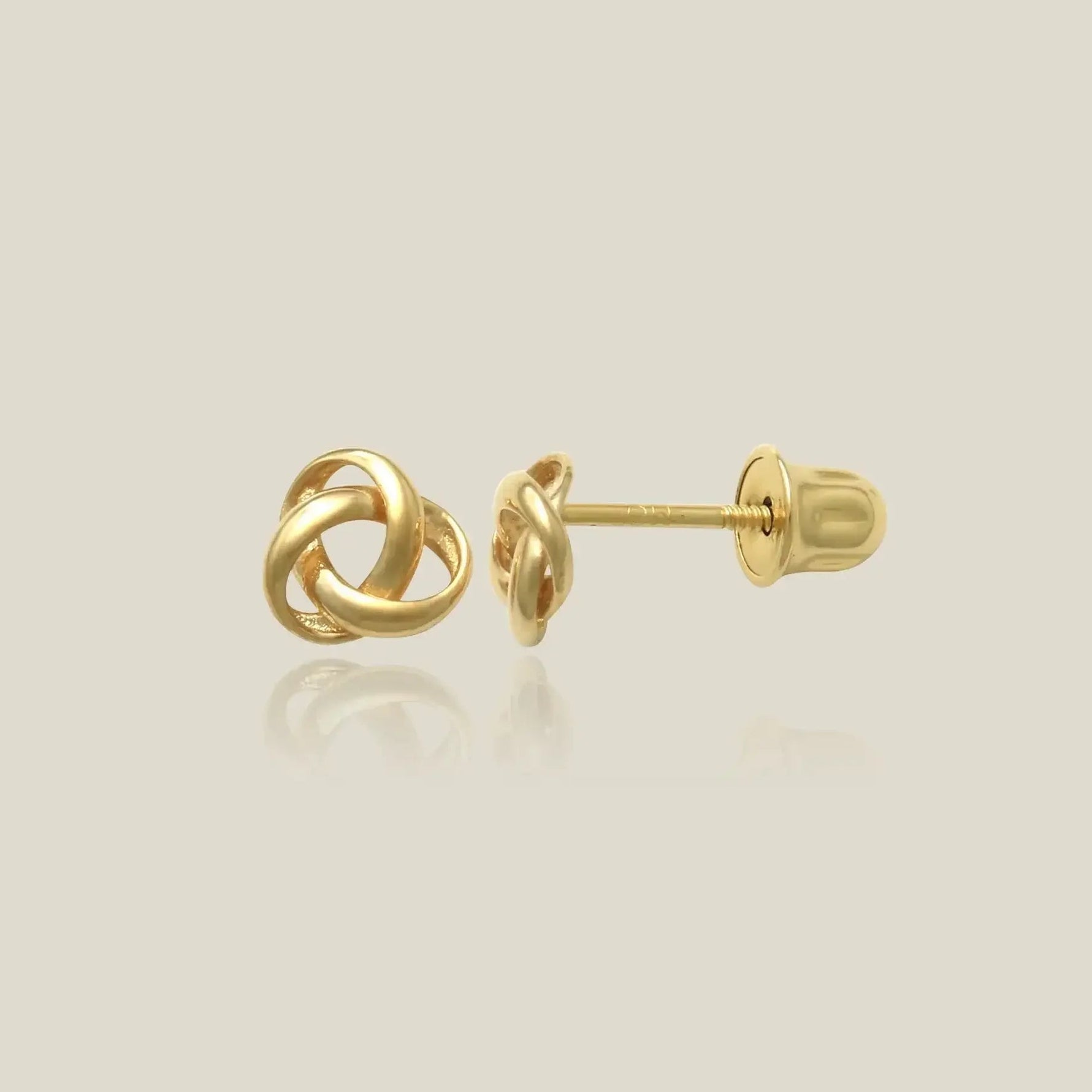 14K Solid Gold Love Knot Symbol Stud Earrings – Anygolds