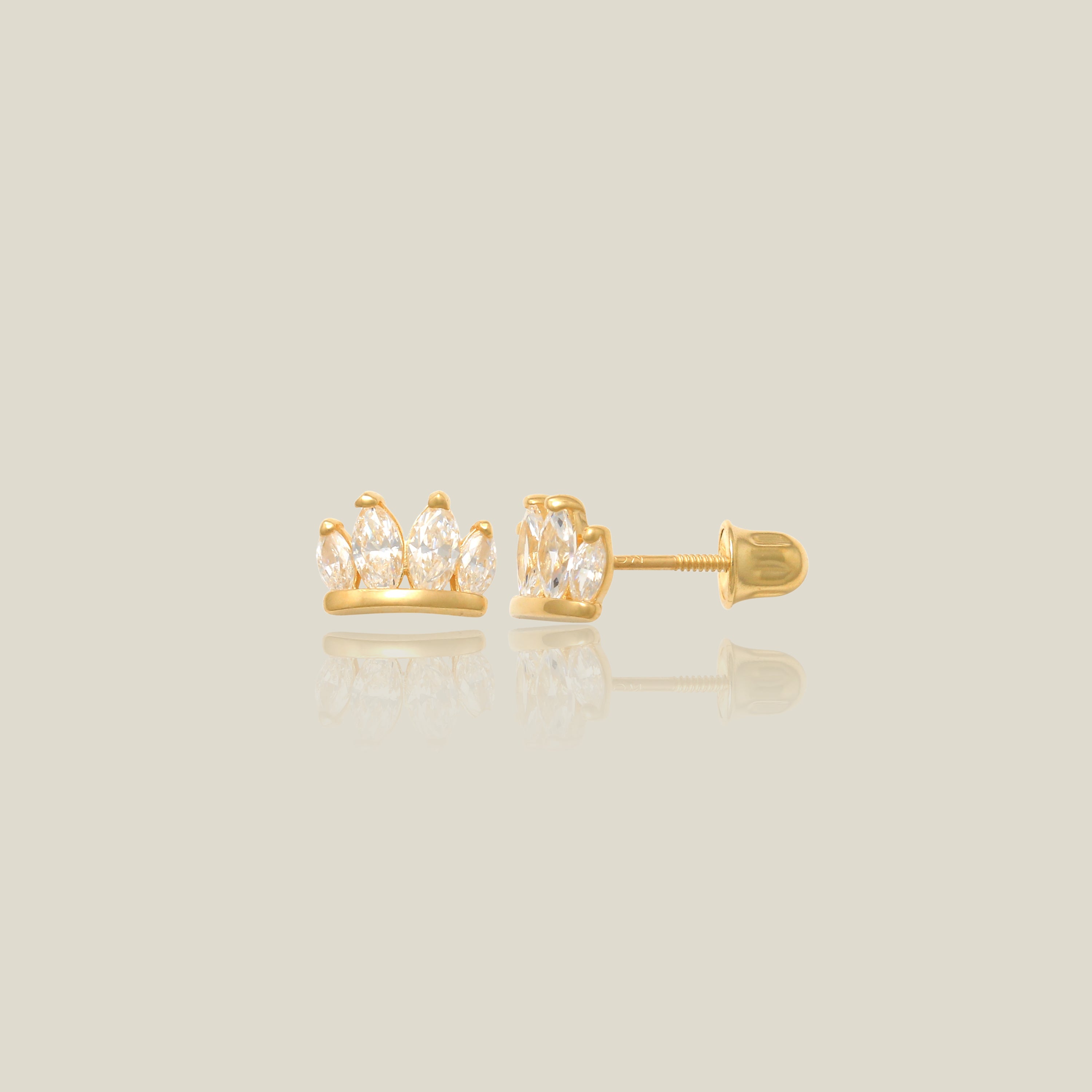 Marquise Crown Stud Earrings - Anygolds