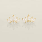 14K Solid Gold Marquise Cubic Zirconia Earrings - Anygolds 