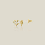 CZ Line Heart Stud Earrings - Anygolds