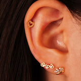 Triple Heart Stud Earrings