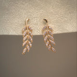 Olive Leaf Stone Climber Drop Earrings