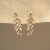 Olive Leaf Stone Climber Drop Earrings