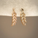 Olive Leaf Stone Climber Drop Earrings