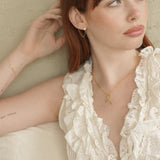 Round Double Stud Chain Earring