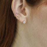 Round Double Stud Chain Earring
