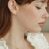 Round Double Stud Chain Earring