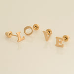 Initial Letter Stud Mini Stud Earrings - Anygolds