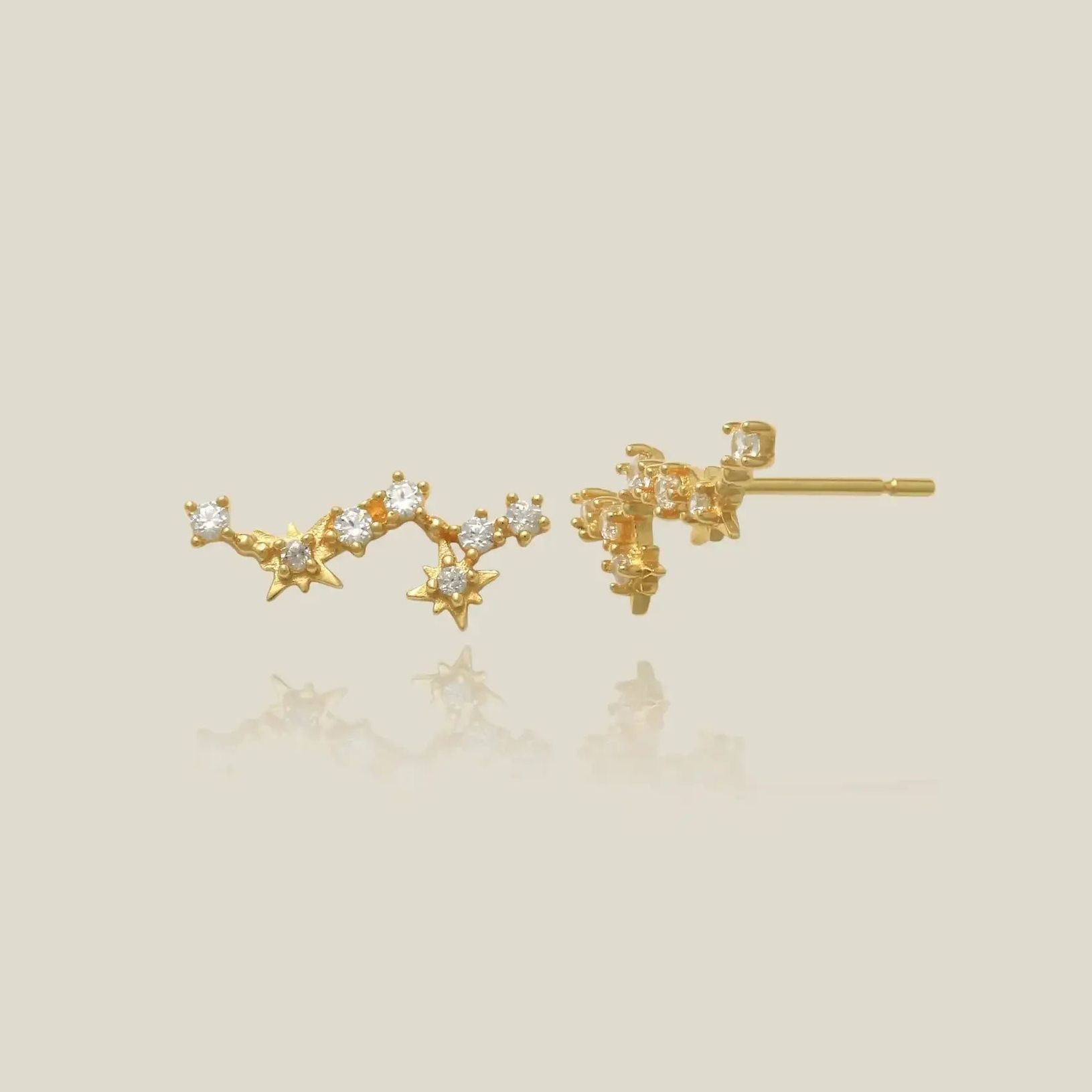 14K Solid Gold Star Climber Stud Earrings – Anygolds