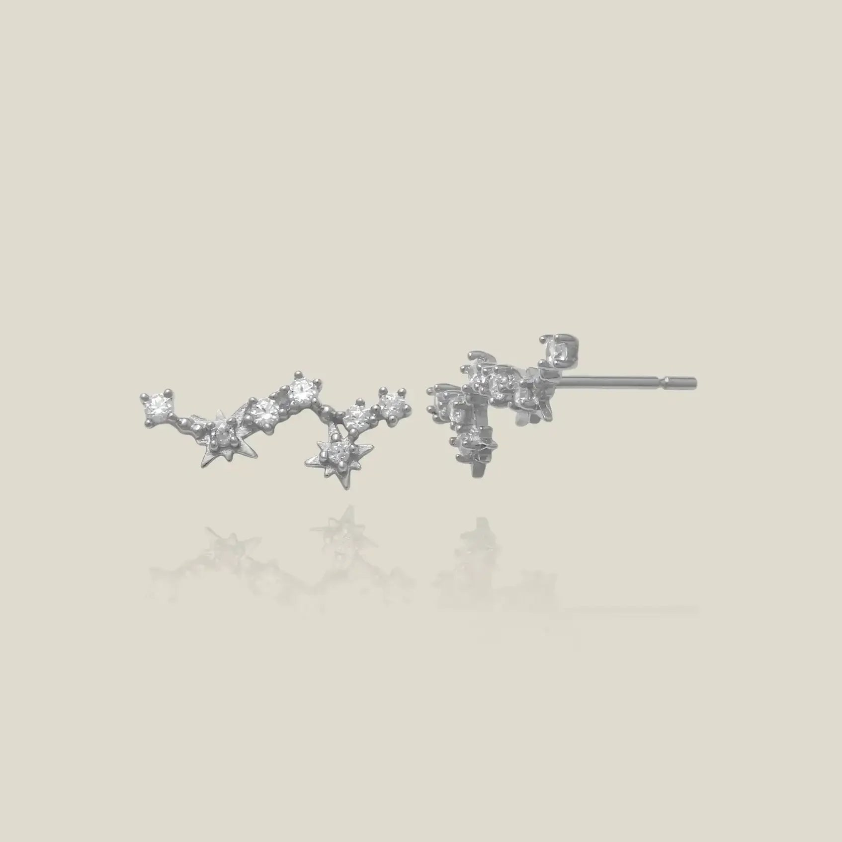 14K Solid Gold Star Climber Stud Earrings – Anygolds