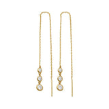 Triple Bezel Stone Threader Drop Earrings - Anygolds