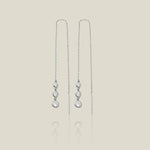 14K Solid Gold Triple Bezel Chain Threader Earrings – Anygolds