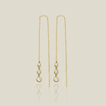 14K Solid Gold Triple Bezel Chain Threader Earrings – Anygolds