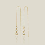 14K Solid Gold Triple Bezel Chain Threader Earrings – Anygolds