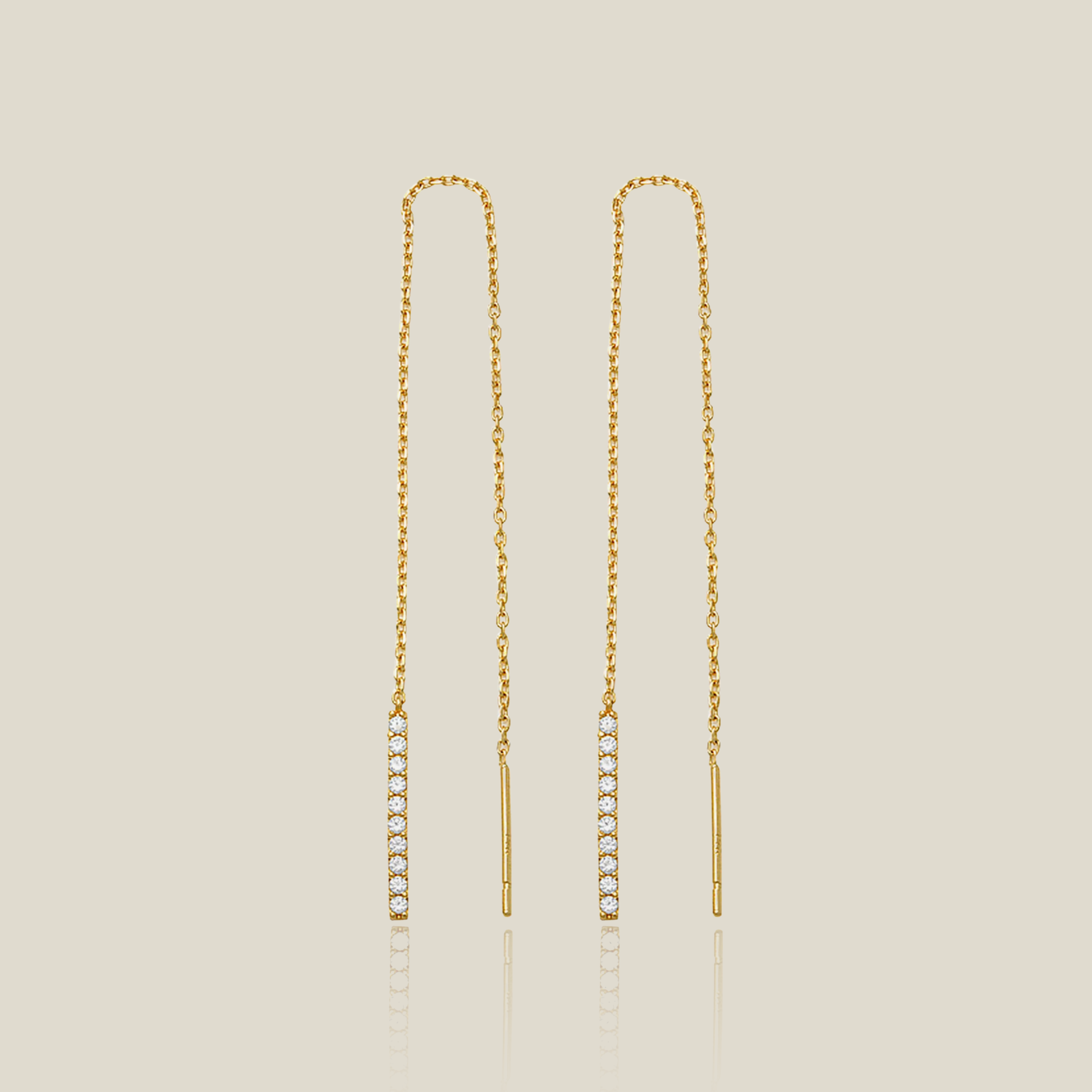 Skinny Bar Line Threader Drop Earrings - Anygolds