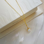 14K Solid Gold Dainty 6mm Pearl Pendant - Anygolds