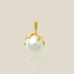 14K Solid Gold Dainty 6mm Pearl Pendant - Anygolds