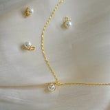 14K Solid Gold Dainty 6mm Pearl Pendant - Anygolds