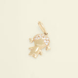 CZ Kid Girl with Pigtail Pendant Charm