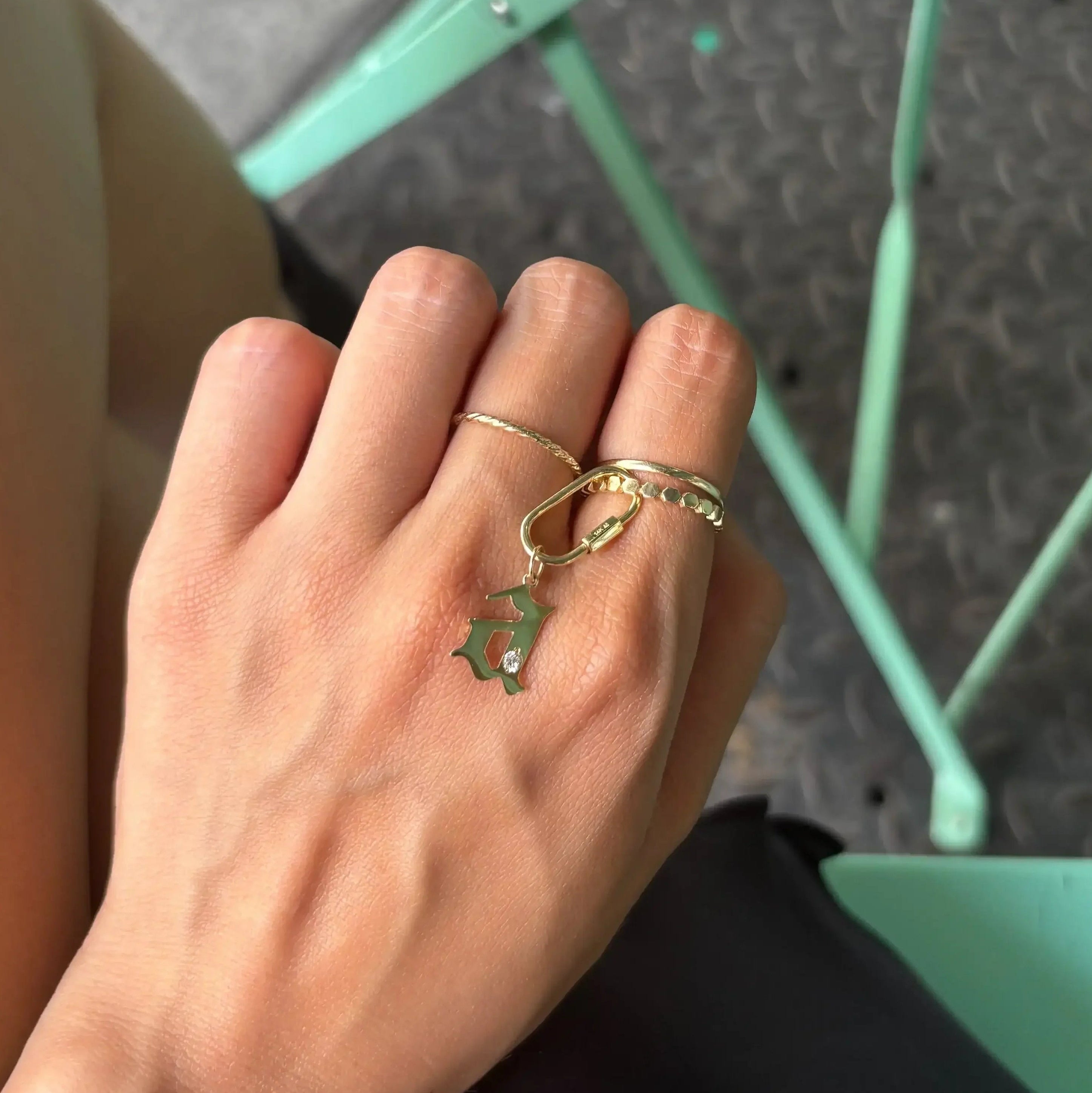 14K Solid Gold Diamond Initial Pendant – Anygolds