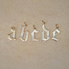 Diamond Gothic Initial Pendant