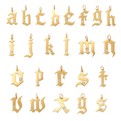 14K Solid Gold Diamond Gothic Initial Pendant – Anygolds