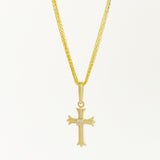 14K Solid Gold Natural Diamond Gothic Cross Pendant - Anygolds 